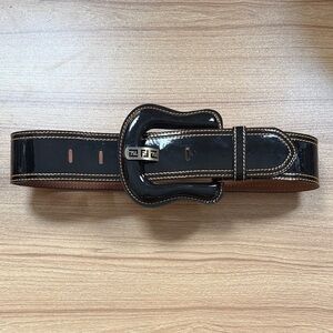Fendi Glossy Dark Brown Belt, size small (31-33" around depending on belt look)